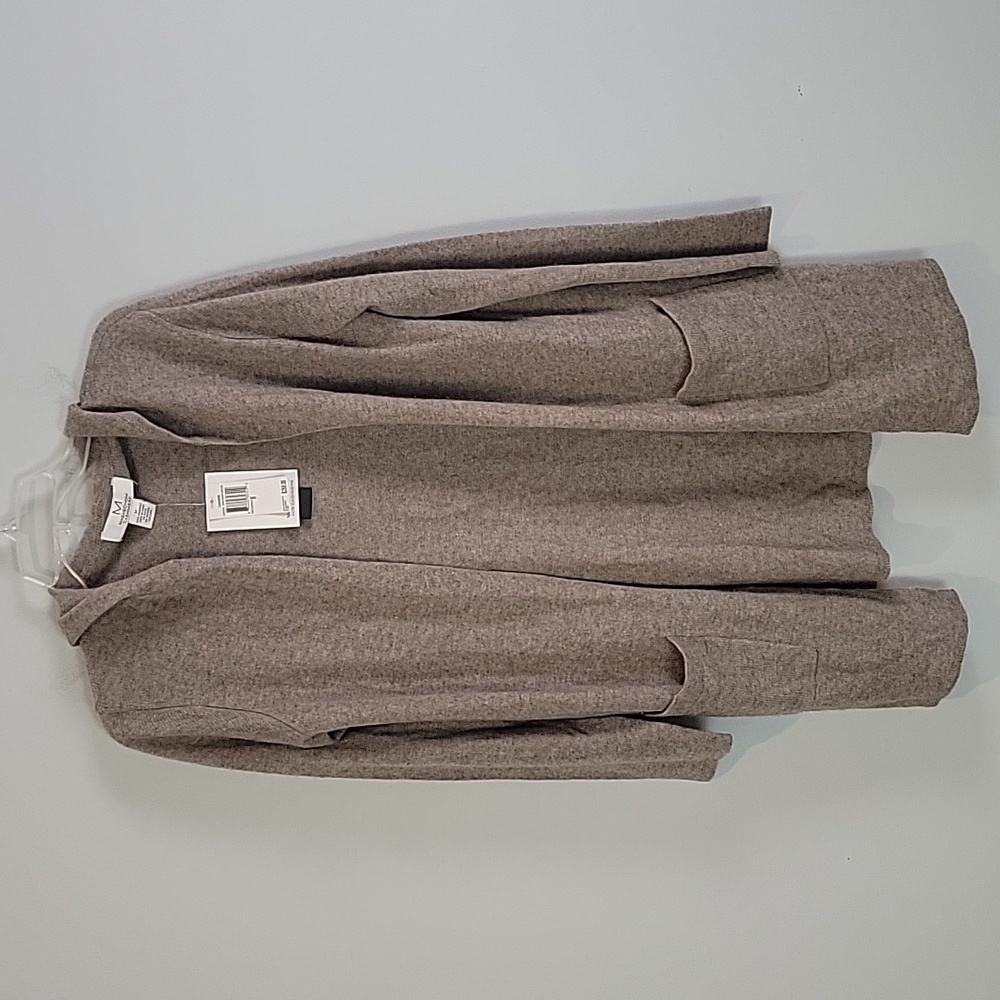 Magaschoni brown cashmere cardigan sweater long sleeve hooded size medium